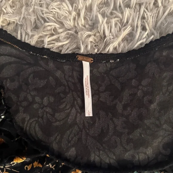 Free People Black Velvet Crop Sleeve Dress - Picture 4 of 7